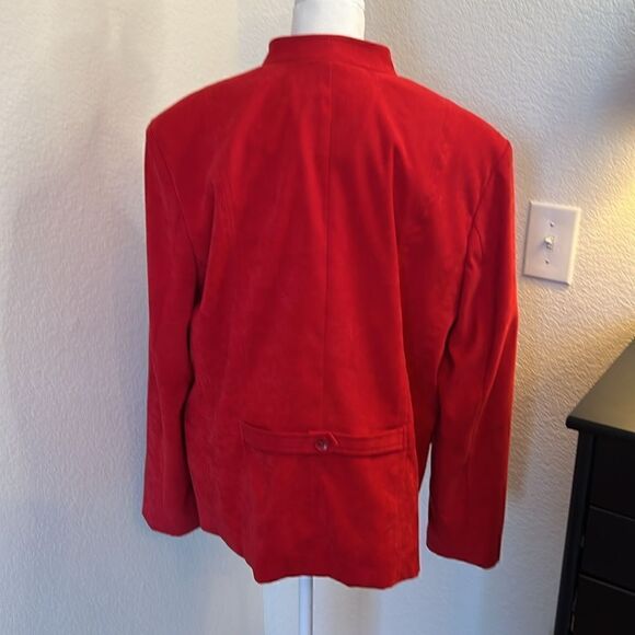 JM Collection Red Faux Suede Blazer - Size 14 - Picture 2 of 5